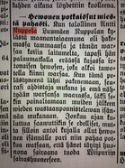 Haminan Lehti No 70, 1.7.1909. Alkupeäinen uutinen julkaistiin 29.6.1909 Östra Finland -lehden numerossa 151.